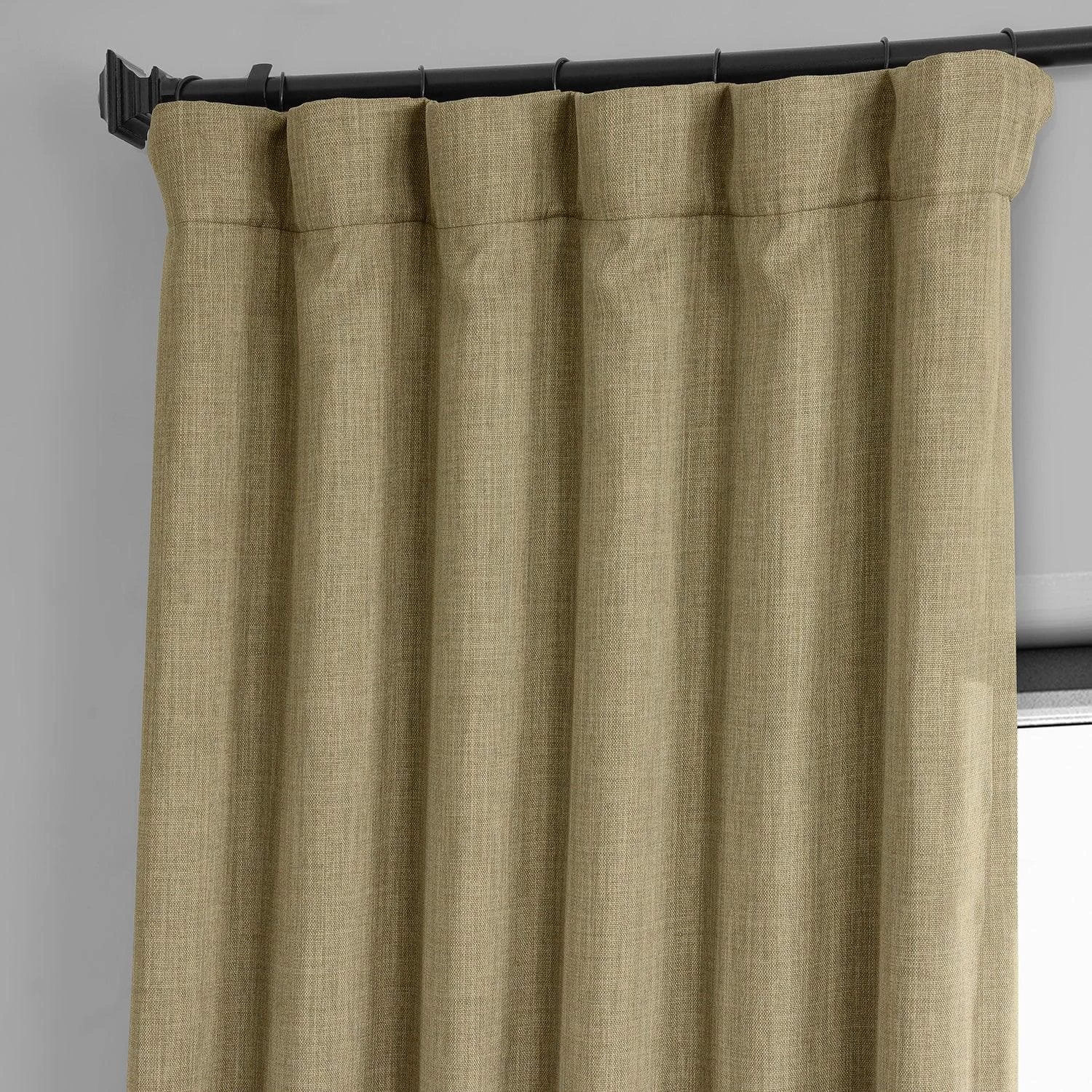 Nomad Tan Textured Faux Linen Room Darkening Curtain 4 Nomad Tan Textured Faux Linen Room Darkening Curtain - Image 2