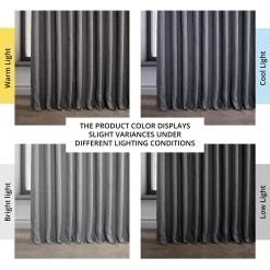 Dark Gravel Extra Wide Textured Faux Linen Room Darkening Curtain 13 Dark Gravel Extra Wide Textured Faux Linen Room Darkening Curtain -Chic Curtains Shop BOCH LN1854 DW angled front view