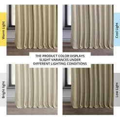 Thatched Tan Extra Wide Textured Faux Linen Room Darkening Curtain -Chic Curtains Shop BOCH LN18542 DW angled front view