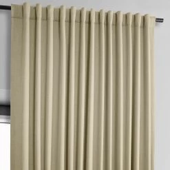 Thatched Tan Extra Wide Textured Faux Linen Room Darkening Curtain -Chic Curtains Shop BOCH LN18542 DW back tab header