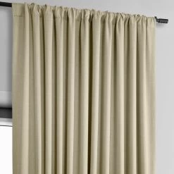 Thatched Tan Extra Wide Textured Faux Linen Room Darkening Curtain -Chic Curtains Shop BOCH LN18542 DW pole pocket header