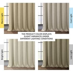 Thatched Tan Textured Faux Linen Room Darkening Curtain 13 Thatched Tan Textured Faux Linen Room Darkening Curtain -Chic Curtains Shop BOCH LN18542 angled front view