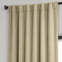 Thatched Tan Textured Faux Linen Room Darkening Curtain 10 Thatched Tan Textured Faux Linen Room Darkening Curtain -Chic Curtains Shop BOCH LN18542 back tab header