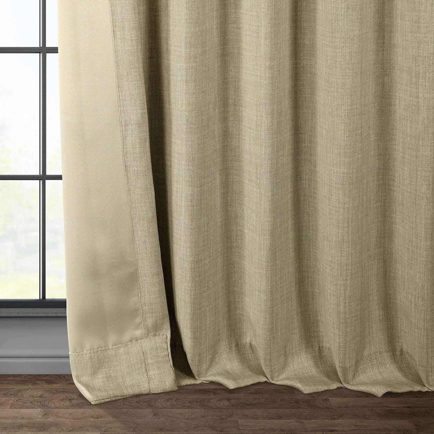 Thatched Tan Textured Faux Linen Room Darkening Curtain 7 Thatched Tan Textured Faux Linen Room Darkening Curtain - Image 5
