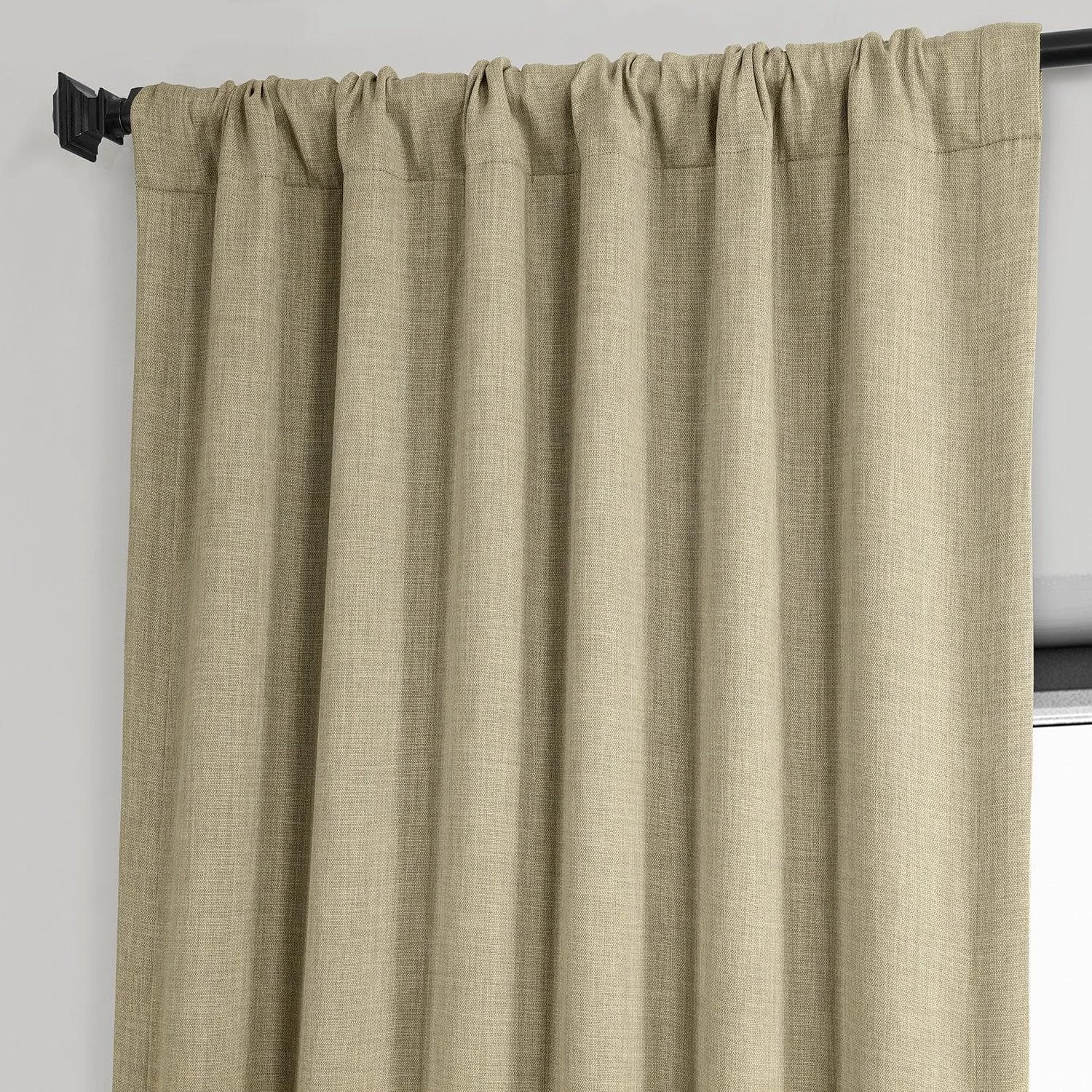 Thatched Tan Textured Faux Linen Room Darkening Curtain 6 Thatched Tan Textured Faux Linen Room Darkening Curtain - Image 4