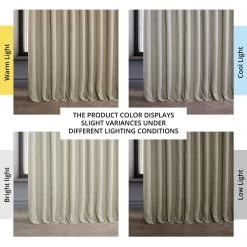 Oatmeal Extra Wide Textured Faux Linen Room Darkening Curtain 13 Oatmeal Extra Wide Textured Faux Linen Room Darkening Curtain -Chic Curtains Shop BOCH LN1857 DW angled front view