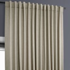 Oatmeal Extra Wide Textured Faux Linen Room Darkening Curtain 10 Oatmeal Extra Wide Textured Faux Linen Room Darkening Curtain -Chic Curtains Shop BOCH LN1857 DW back tab header