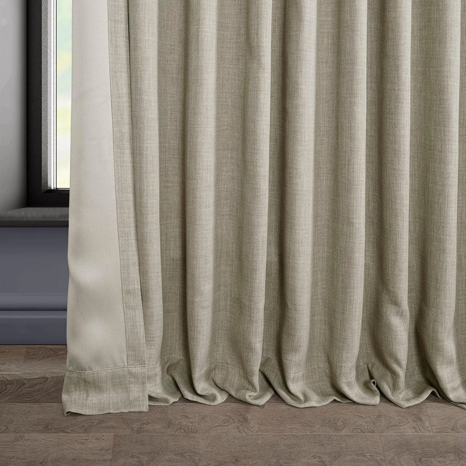 Oatmeal Extra Wide Textured Faux Linen Room Darkening Curtain 7 Oatmeal Extra Wide Textured Faux Linen Room Darkening Curtain - Image 5