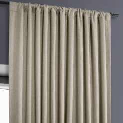 Oatmeal Extra Wide Textured Faux Linen Room Darkening Curtain 11 Oatmeal Extra Wide Textured Faux Linen Room Darkening Curtain -Chic Curtains Shop BOCH LN1857 DW pole pocket header