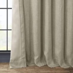 Oatmeal Textured Faux Linen Room Darkening Curtain 12 Oatmeal Textured Faux Linen Room Darkening Curtain -Chic Curtains Shop BOCH LN1857 lining view