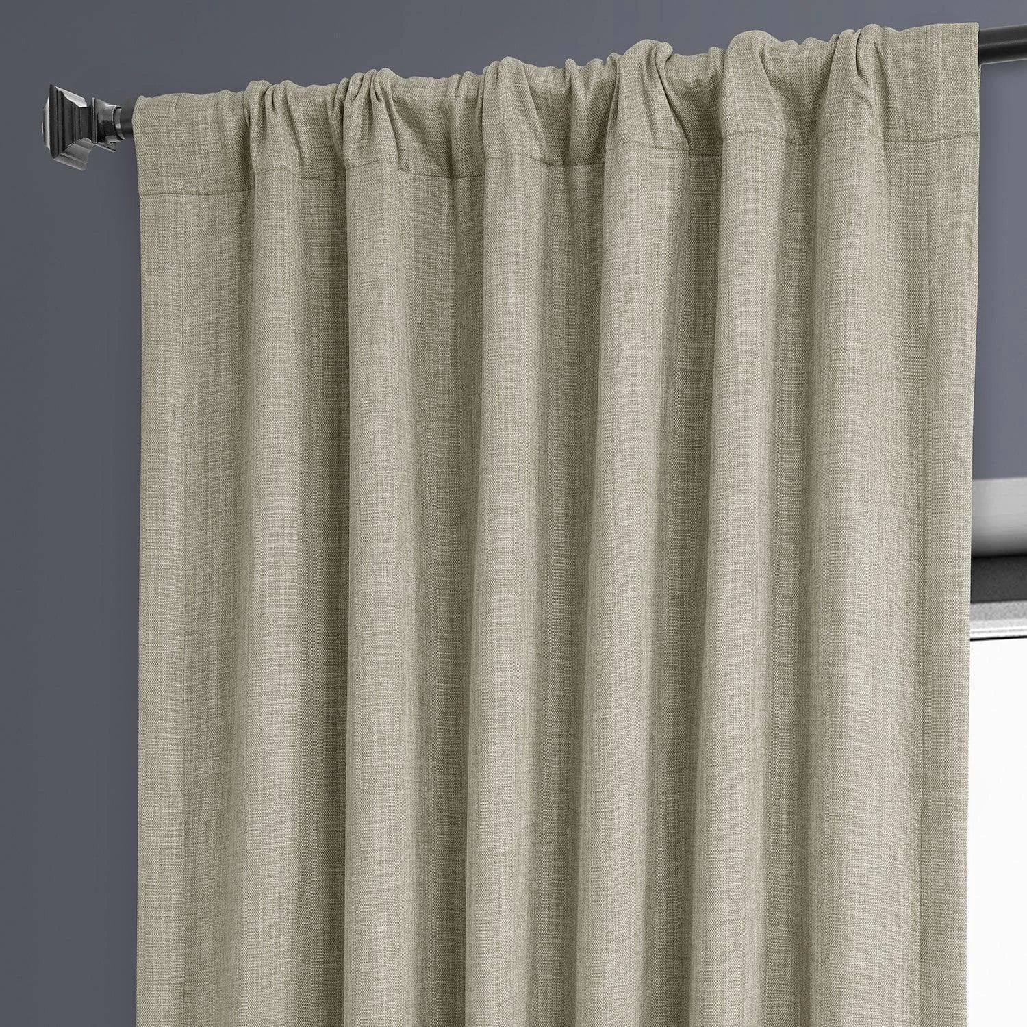 Oatmeal Textured Faux Linen Room Darkening Curtain 6 Oatmeal Textured Faux Linen Room Darkening Curtain - Image 4