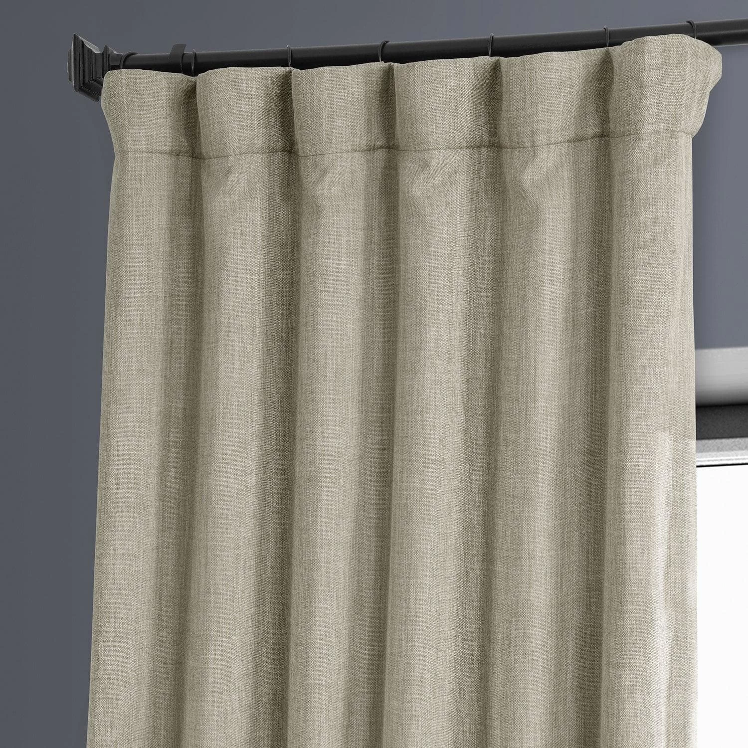 Oatmeal Textured Faux Linen Room Darkening Curtain 4 Oatmeal Textured Faux Linen Room Darkening Curtain - Image 2