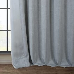 Heather Grey Textured Faux Linen Room Darkening Curtain -Chic Curtains Shop BOCH LN1859 lining view