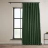 Key Green Extra Wide Textured Faux Linen Room Darkening Curtain -Chic Curtains Shop BOCH LN21327 DW front view