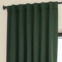 Key Green Textured Faux Linen Room Darkening Curtain 10 Key Green Textured Faux Linen Room Darkening Curtain -Chic Curtains Shop BOCH LN21327 back tab header