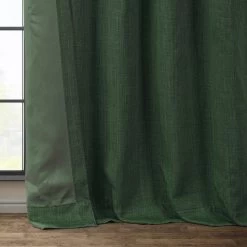 Key Green Textured Faux Linen Room Darkening Curtain 12 Key Green Textured Faux Linen Room Darkening Curtain -Chic Curtains Shop BOCH LN21327 lining view