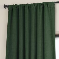 Key Green Textured Faux Linen Room Darkening Curtain 11 Key Green Textured Faux Linen Room Darkening Curtain -Chic Curtains Shop BOCH LN21327 pole pocket header