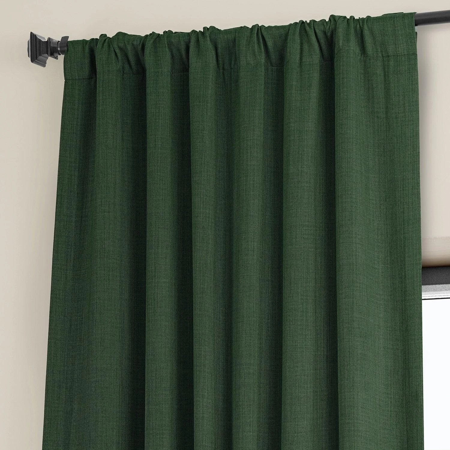 Key Green Textured Faux Linen Room Darkening Curtain 6 Key Green Textured Faux Linen Room Darkening Curtain - Image 4