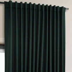 Focal Green Extra Wide Textured Faux Linen Room Darkening Curtain 10 Focal Green Extra Wide Textured Faux Linen Room Darkening Curtain -Chic Curtains Shop BOCH LN21328 DW back tab header
