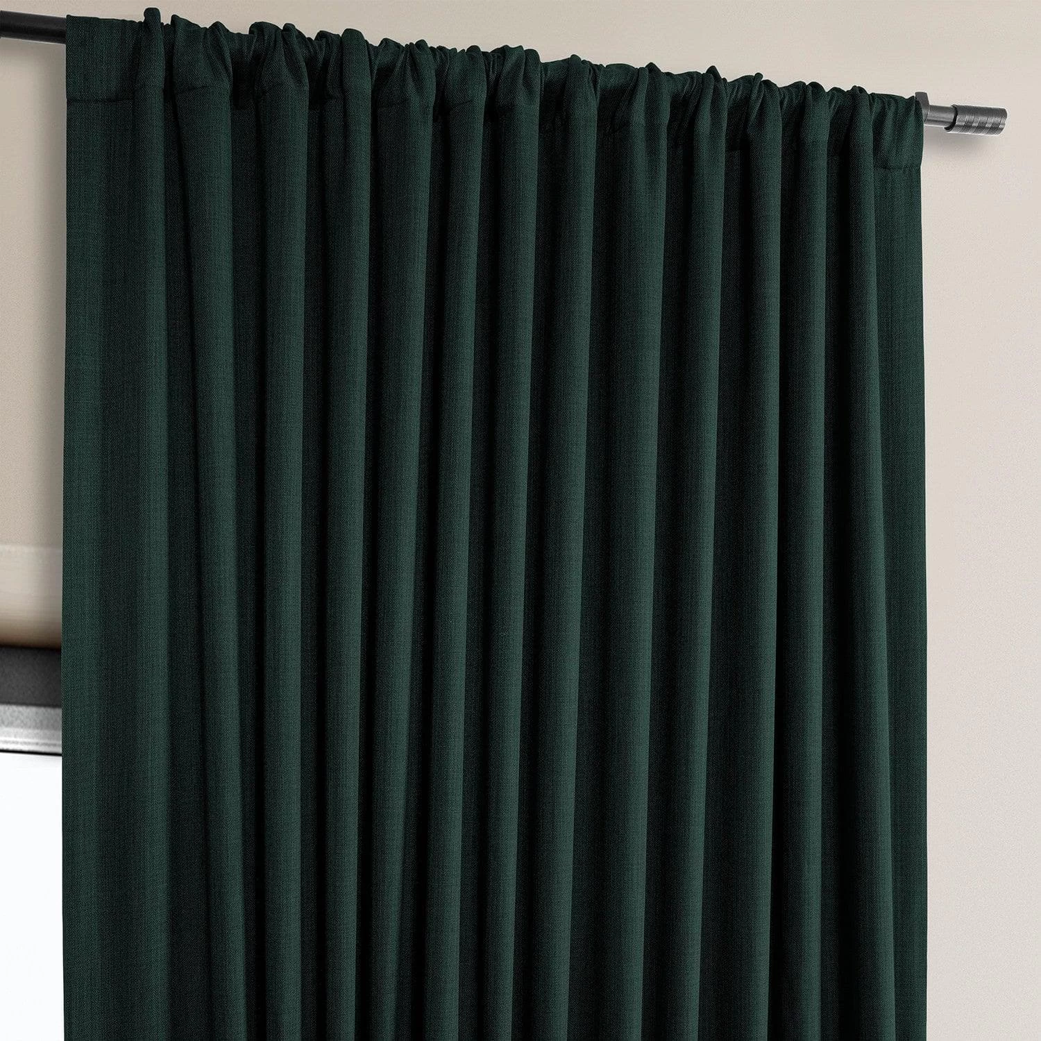 Focal Green Extra Wide Textured Faux Linen Room Darkening Curtain 6 Focal Green Extra Wide Textured Faux Linen Room Darkening Curtain - Image 4
