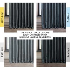 Reverie Blue Extra Wide Textured Faux Linen Room Darkening Curtain -Chic Curtains Shop BOCH LN21330 DW angled front view