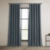 Reverie Blue Textured Faux Linen Room Darkening Curtain -Chic Curtains Shop BOCH LN21330 front view
