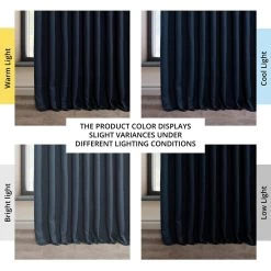 Nightfall Navy Extra Wide Textured Faux Linen Room Darkening Curtain 13 Nightfall Navy Extra Wide Textured Faux Linen Room Darkening Curtain -Chic Curtains Shop BOCH LN21332 DW angled front view