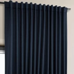 Nightfall Navy Extra Wide Textured Faux Linen Room Darkening Curtain 10 Nightfall Navy Extra Wide Textured Faux Linen Room Darkening Curtain -Chic Curtains Shop BOCH LN21332 DW back tab header