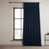Nightfall Navy Extra Wide Textured Faux Linen Room Darkening Curtain -Chic Curtains Shop BOCH LN21332 DW front view