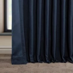 Nightfall Navy Extra Wide Textured Faux Linen Room Darkening Curtain 12 Nightfall Navy Extra Wide Textured Faux Linen Room Darkening Curtain -Chic Curtains Shop BOCH LN21332 DW lining view