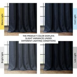 Nightfall Navy Textured Faux Linen Room Darkening Curtain 13 Nightfall Navy Textured Faux Linen Room Darkening Curtain -Chic Curtains Shop BOCH LN21332 angled front view