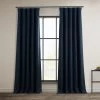 Nightfall Navy Textured Faux Linen Room Darkening Curtain 1 Nightfall Navy Textured Faux Linen Room Darkening Curtain -Chic Curtains Shop BOCH LN21332 front view