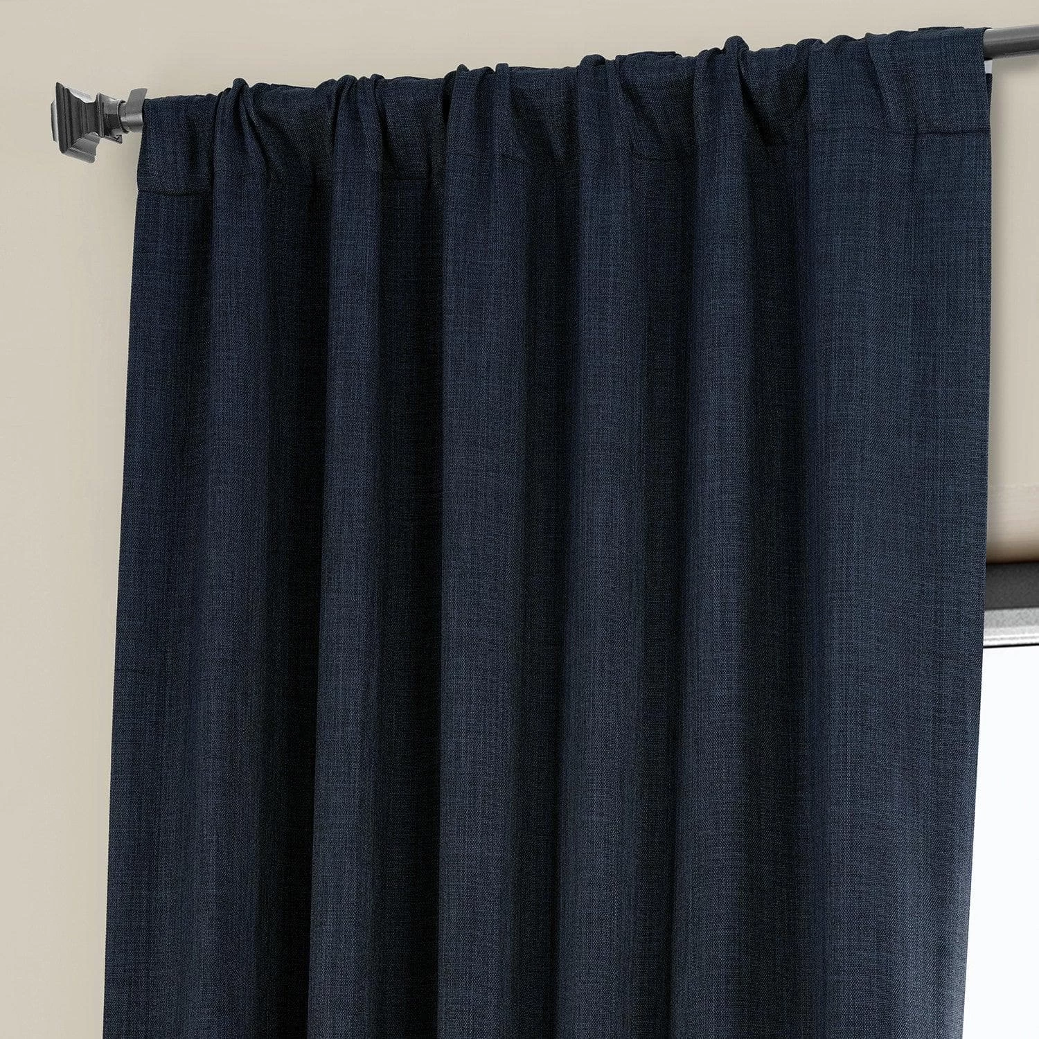 Nightfall Navy Textured Faux Linen Room Darkening Curtain 6 Nightfall Navy Textured Faux Linen Room Darkening Curtain - Image 4