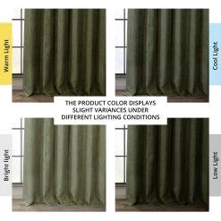 Khaki Green Textured Faux Linen Room Darkening Curtain 13 Khaki Green Textured Faux Linen Room Darkening Curtain -Chic Curtains Shop BOCH LN22302 angled front view