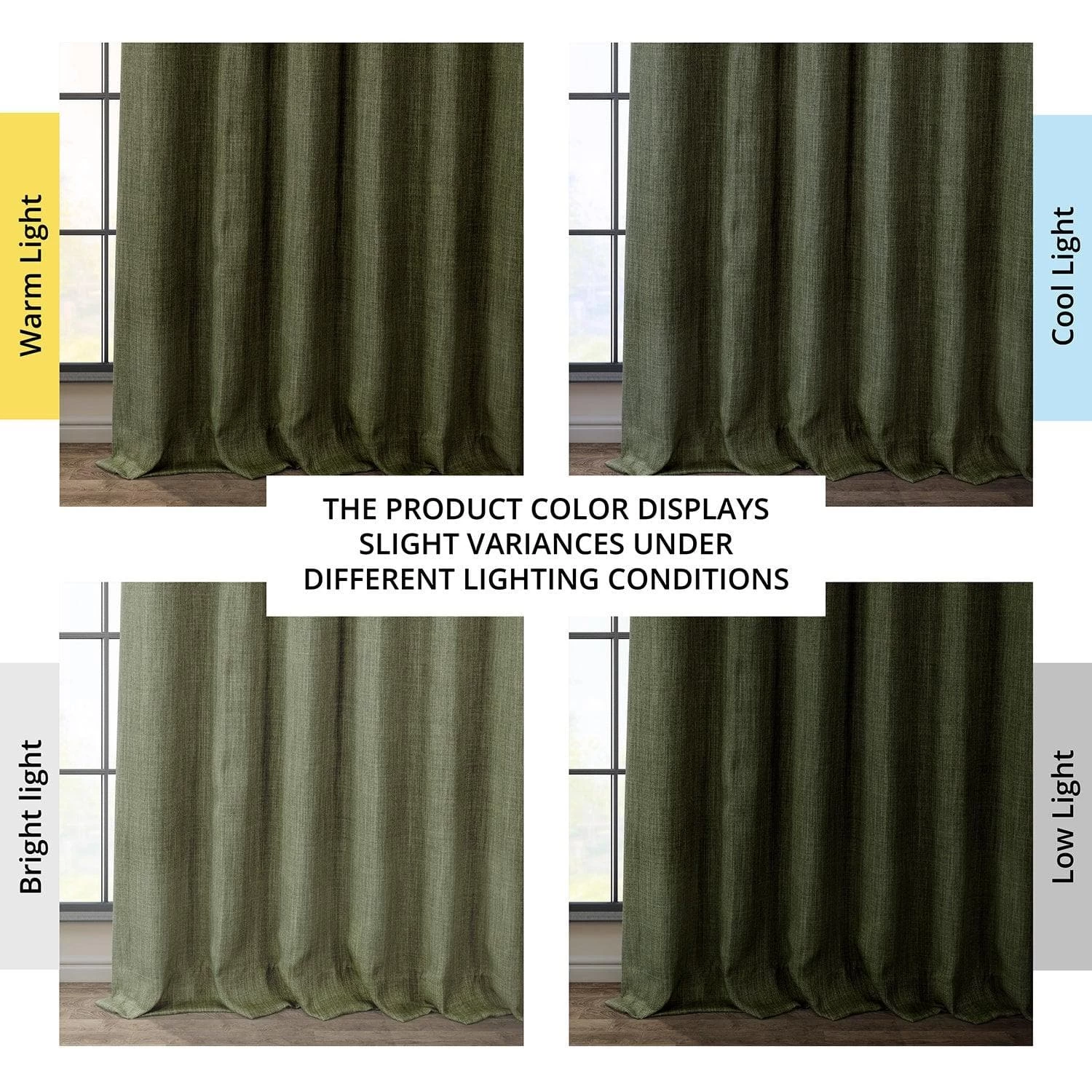 Khaki Green Textured Faux Linen Room Darkening Curtain 8 Khaki Green Textured Faux Linen Room Darkening Curtain - Image 6