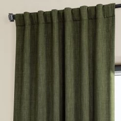 Khaki Green Textured Faux Linen Room Darkening Curtain 10 Khaki Green Textured Faux Linen Room Darkening Curtain -Chic Curtains Shop BOCH LN22302 back tab header