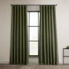 Khaki Green Textured Faux Linen Room Darkening Curtain 2 Khaki Green Textured Faux Linen Room Darkening Curtain -Chic Curtains Shop BOCH LN22302 front view