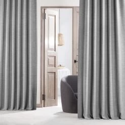 Vista Grey Textured Bellino Room Darkening Curtain -Chic Curtains Shop BOCH PL1701 39733 1