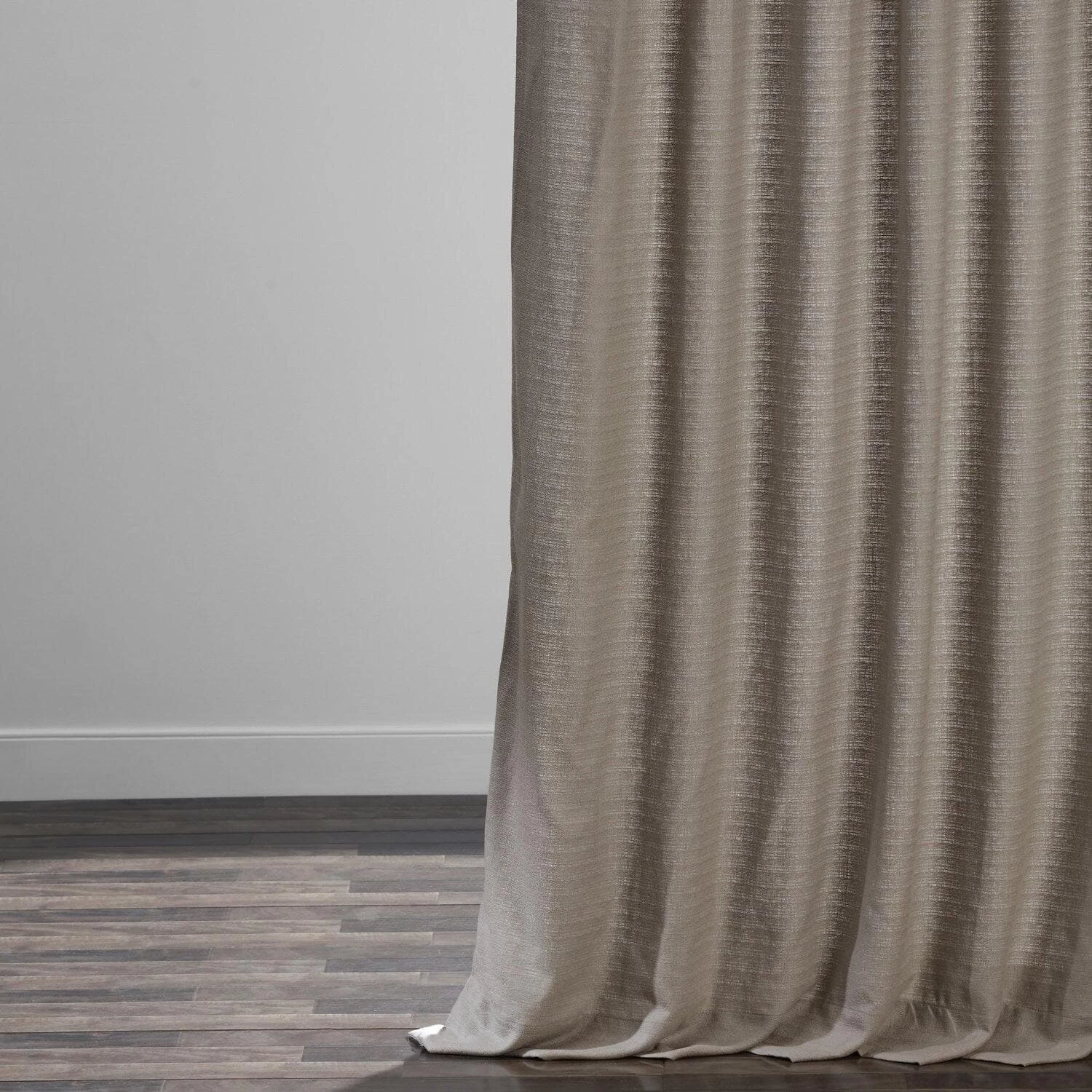 Taupe Grey Grommet Textured Cotton Bark Weave Curtain 6 Taupe Grey Grommet Textured Cotton Bark Weave Curtain - Image 4