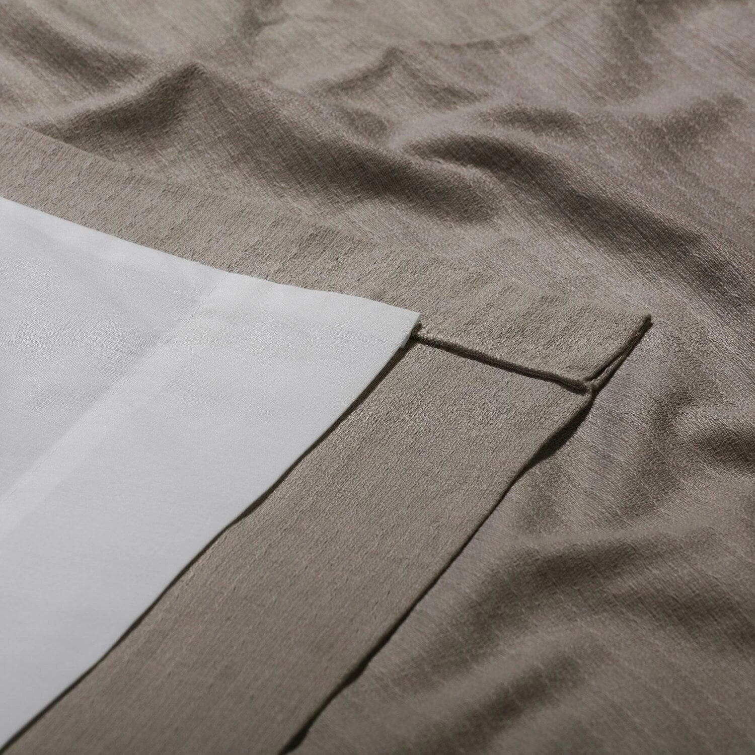 Taupe Grey Grommet Textured Cotton Bark Weave Curtain 5 Taupe Grey Grommet Textured Cotton Bark Weave Curtain - Image 3