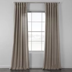 Taupe Grey Textured Cotton Bark Weave Curtain