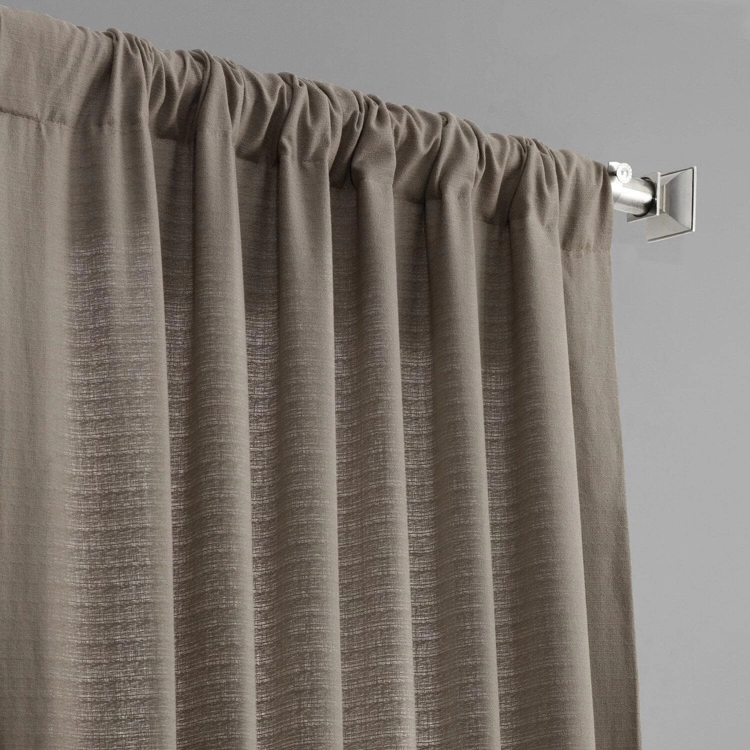 Taupe Grey Textured Cotton Bark Weave Curtain 6 Taupe Grey Textured Cotton Bark Weave Curtain - Image 4