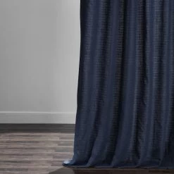 Elegant Navy Grommet Textured Cotton Bark Weave Curtain -Chic Curtains Shop BWLK 1857 GR 49117 2