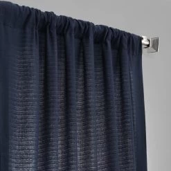 Elegant Navy Textured Cotton Bark Weave Curtain -Chic Curtains Shop BWLK 1857 49107 2