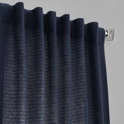Elegant Navy Textured Cotton Bark Weave Curtain -Chic Curtains Shop BWLK 1857 49107 3