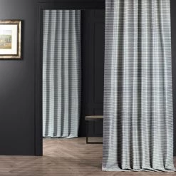 Weekend Blue Striped Hand Weaved Cotton Curtain -Chic Curtains Shop CC CD17 15296