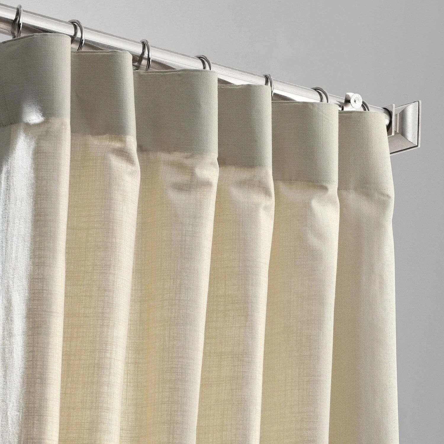Light Beige Textured Cotton Linen Weave Curtain 4 Light Beige Textured Cotton Linen Weave Curtain - Image 2