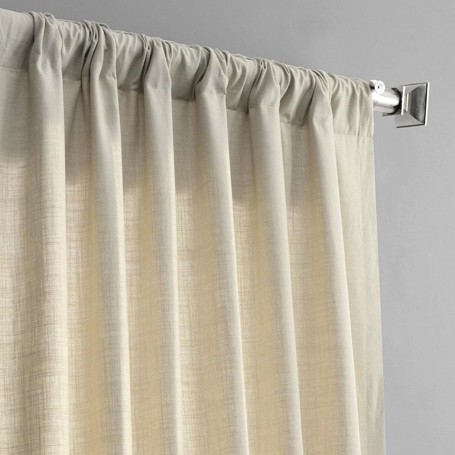 Light Beige Textured Cotton Linen Weave Curtain 6 Light Beige Textured Cotton Linen Weave Curtain - Image 4