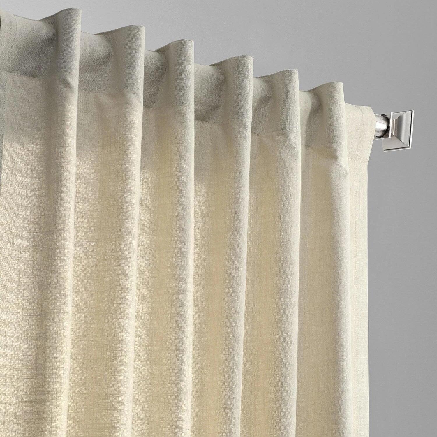 Light Beige Textured Cotton Linen Weave Curtain 5 Light Beige Textured Cotton Linen Weave Curtain - Image 3