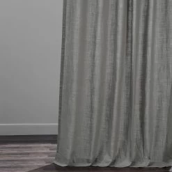 Graphite Grey Grommet Textured Cotton Linen Weave Curtain -Chic Curtains Shop CCLK 1806A GR 49060 2